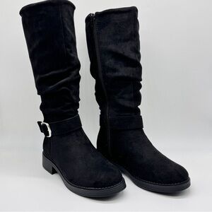 Madden Girl Jzullo Black Faux Suede Knee High Boots Kids Girls Size 2 NEW